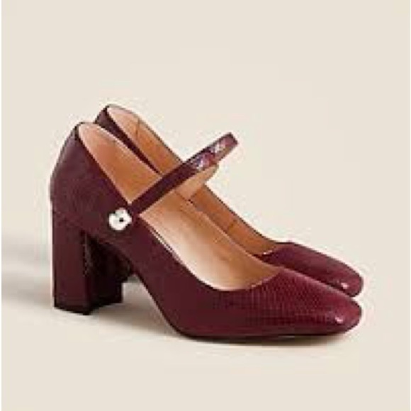 J Crew Maisie Mary Jane heels in snake-embossed Italian leather CE814